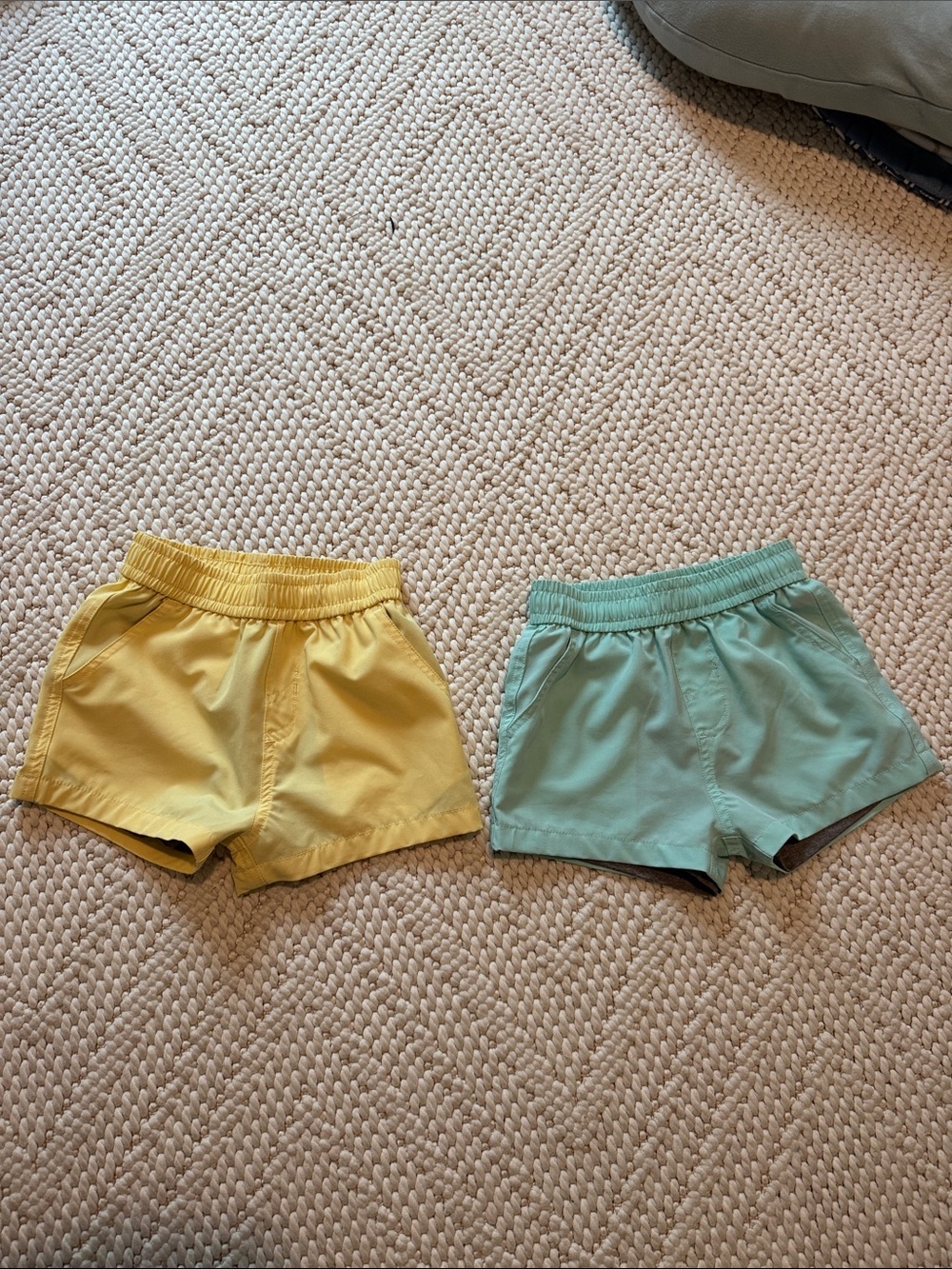 Yellow and Mint Kids' Elastic Waist Shorts - casual or swim
Above the knee fit